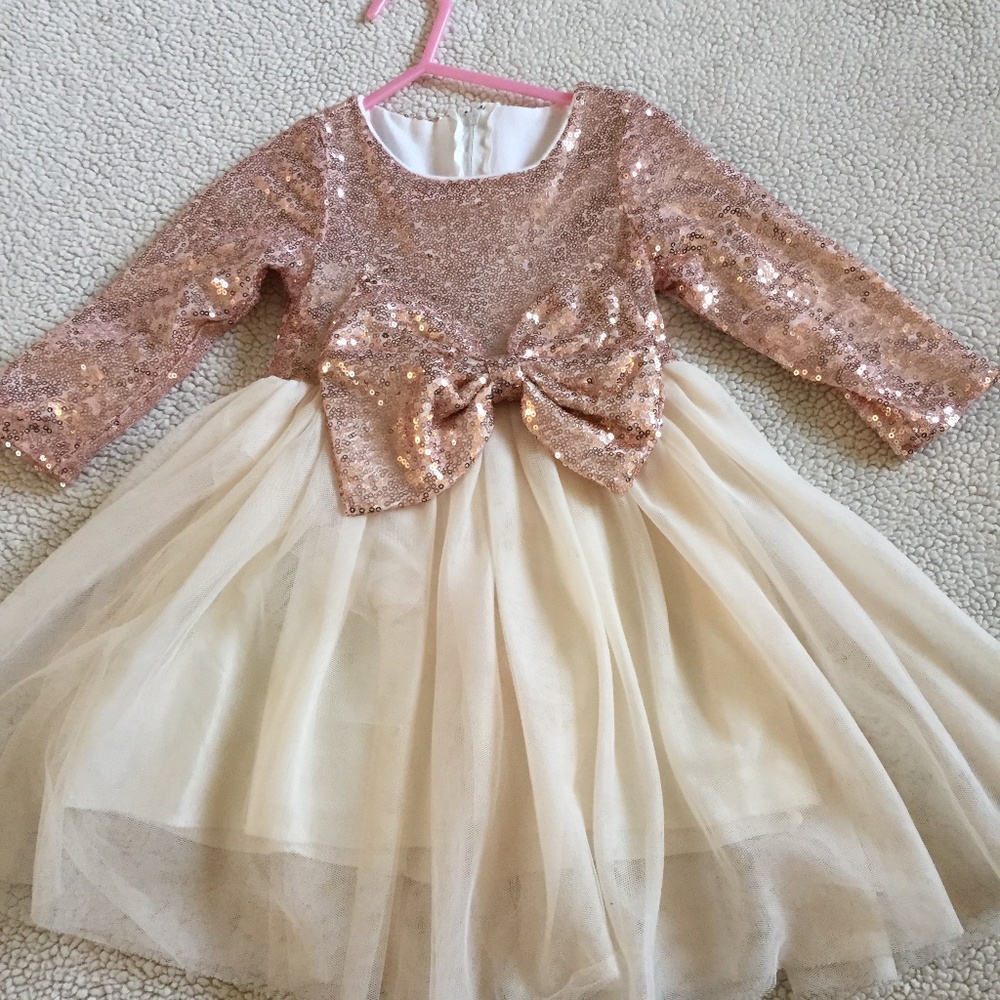 Cream and gold toddler dress